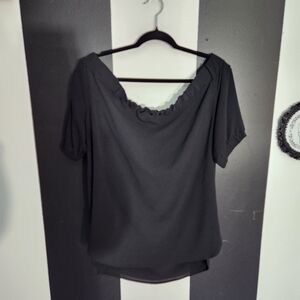 Michael Kors Black Off-The-Shoulder Short Sleeve Blouse